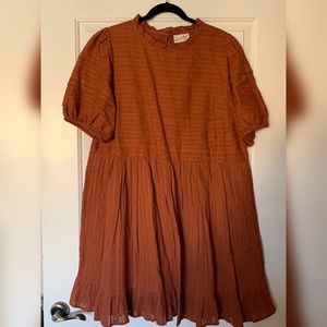 Universal Thread Rust Babydoll Dress with Puff Sleeves